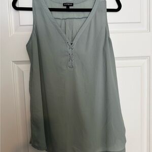 Express Women's Light Green Lace-Up Blouse